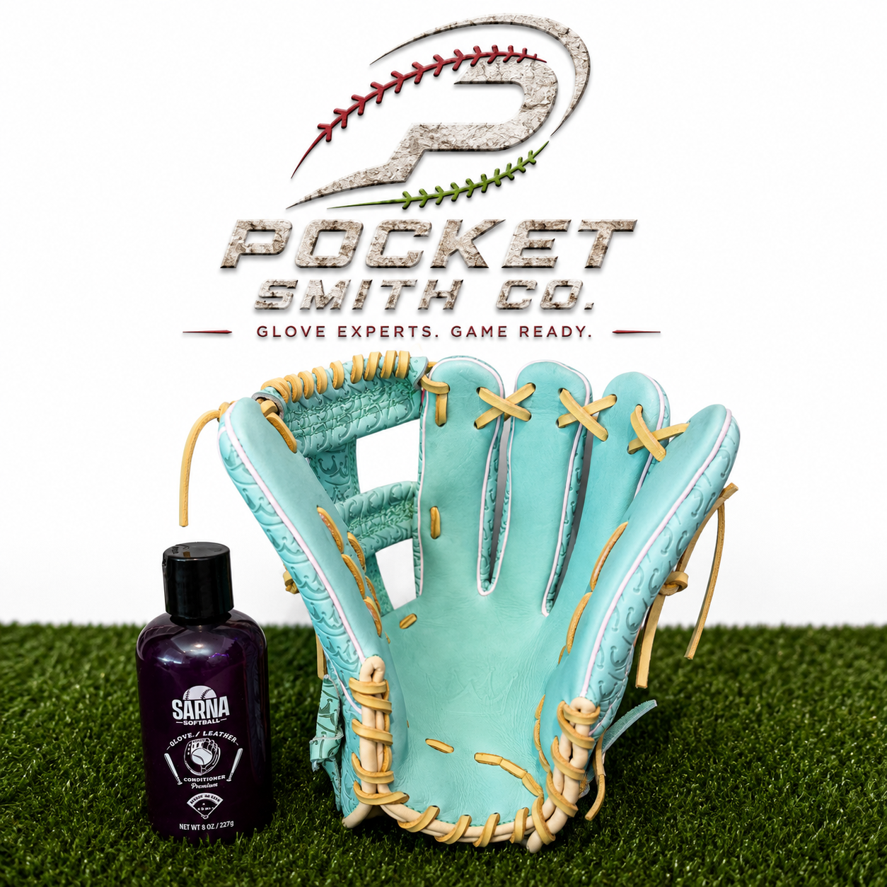 Mint glove with tan laces conditioned by Pocket Smith