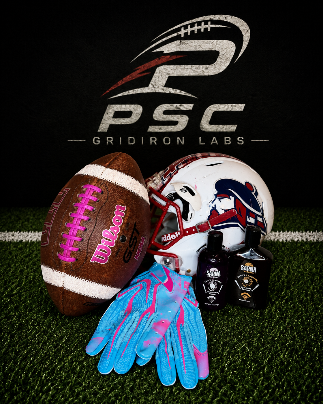 Wilson GST football with custom pink laces after preparation